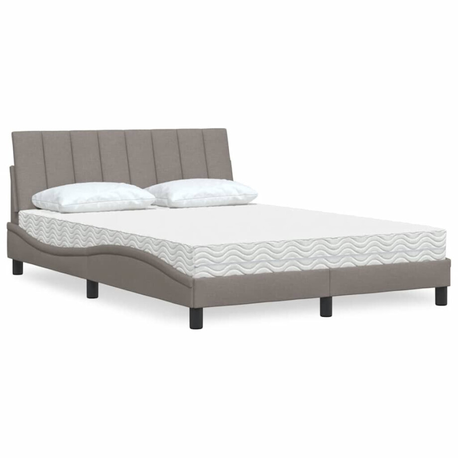 vidaXL Bed met matras "Hanko" stof taupe 120x200 cm afbeelding 1