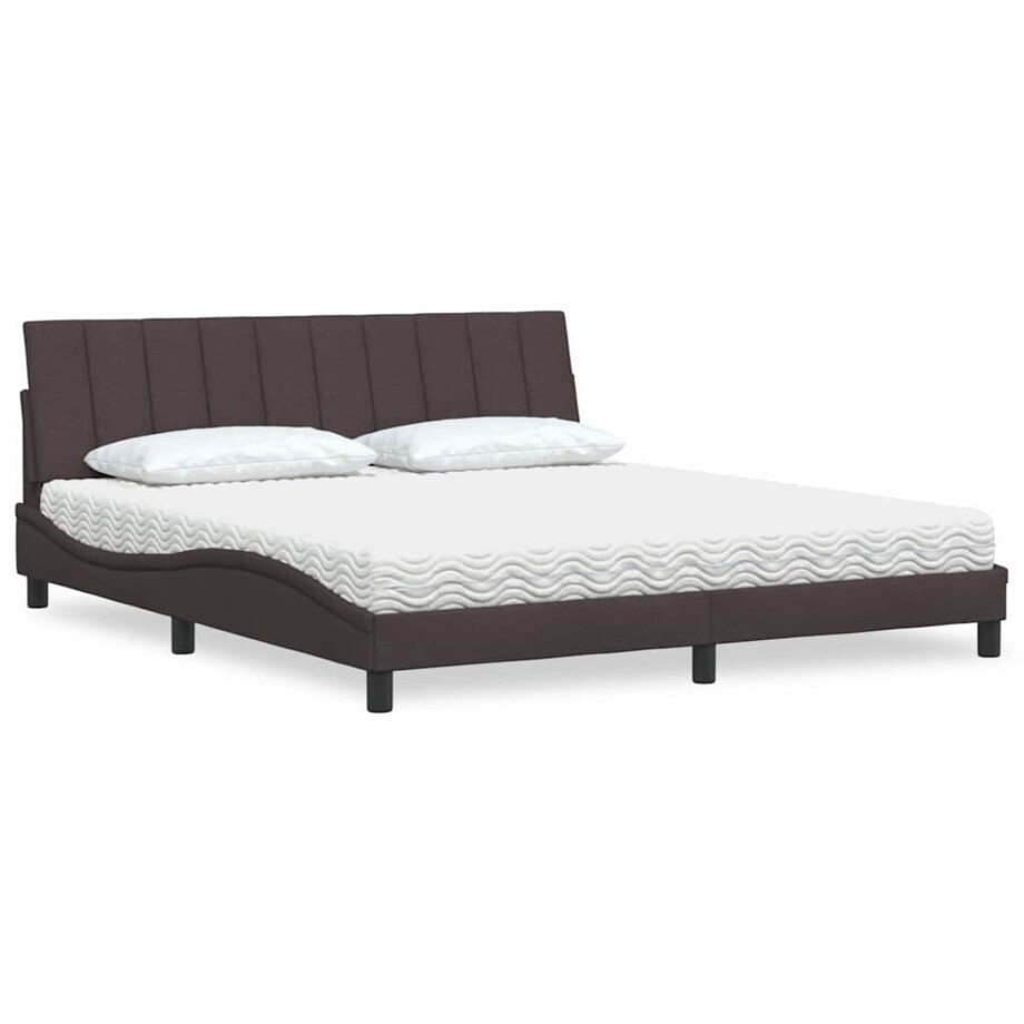 vidaXL Bed met matras "Hanko" stof donkerbruin 180x200 cm afbeelding 1