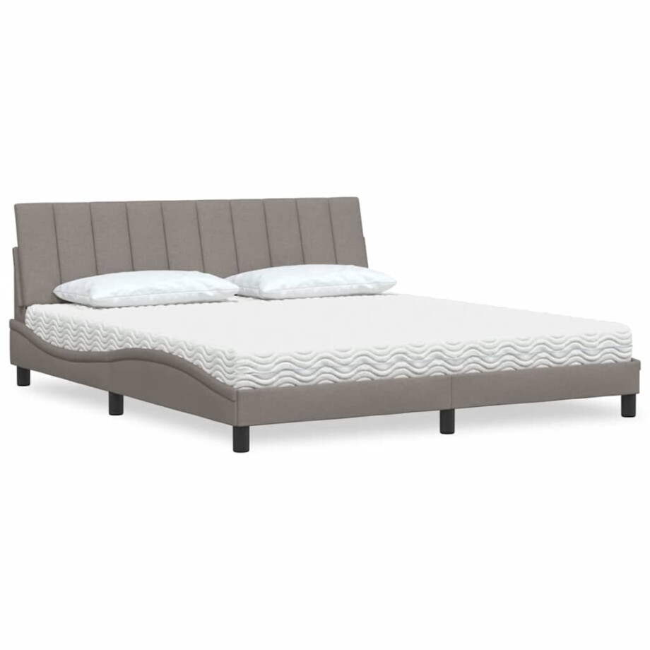 vidaXL Bed met matras "Hanko" stof taupe 180x200 cm afbeelding 1