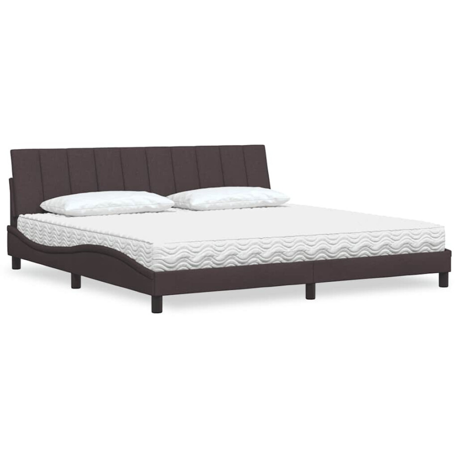 vidaXL Bed met matras "Hanko" stof donkerbruin 200x200 cm afbeelding 1