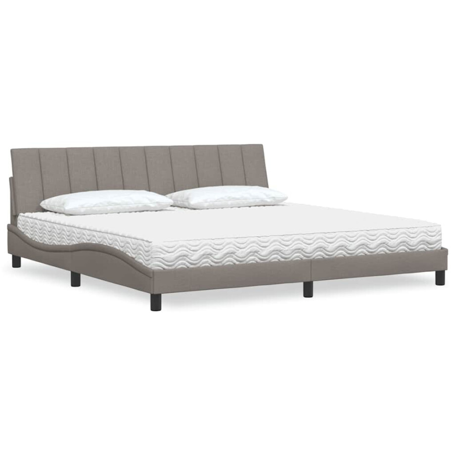 vidaXL Bed met matras "Hanko" stof taupe 200x200 cm afbeelding 1
