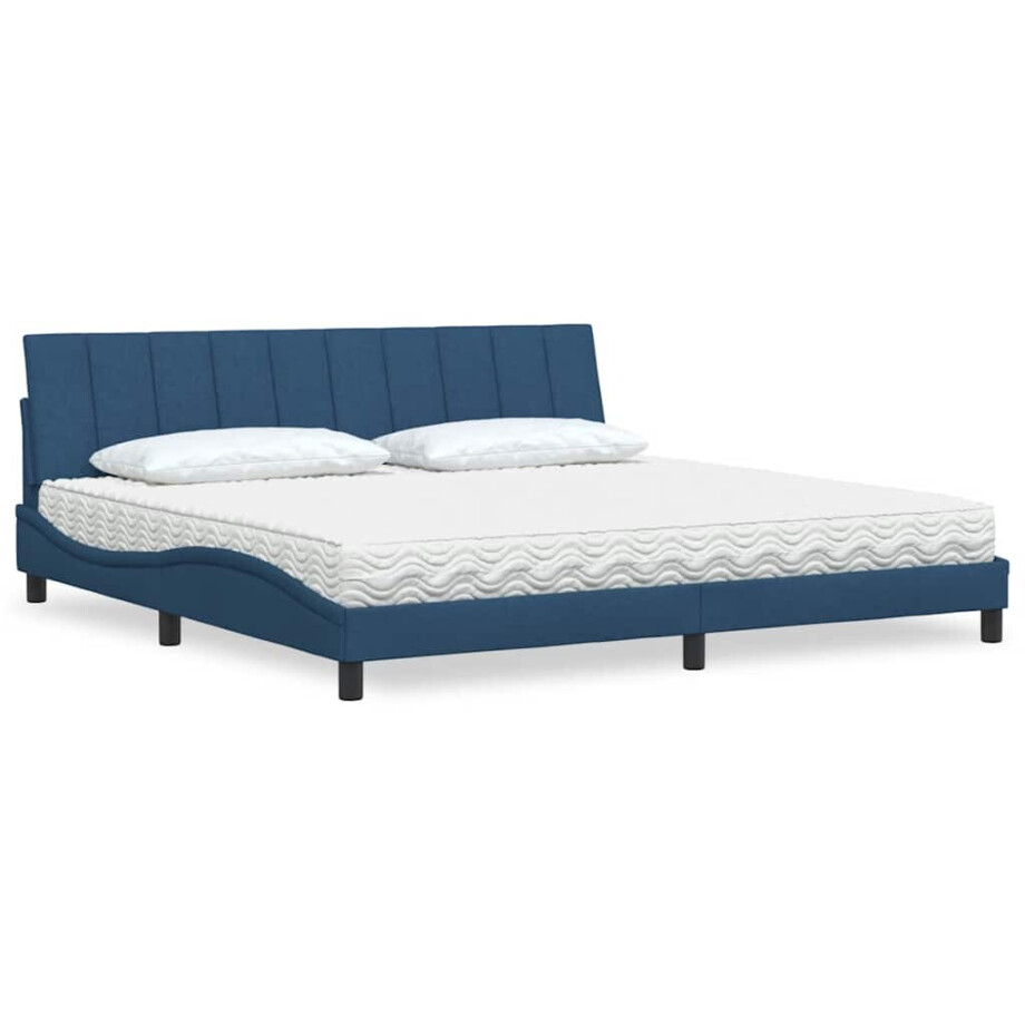 vidaXL Bed met matras "Hanko" stof blauw 200x200 cm afbeelding 1