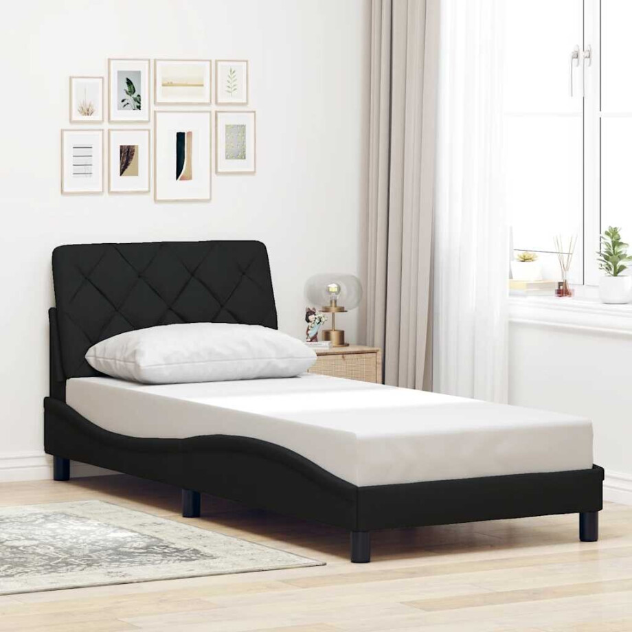vidaXL Bedframe zonder matras 80x200 cm stof zwart vidaXL Bedframe zonder matras 80x200 cm stof zwart afbeelding 1