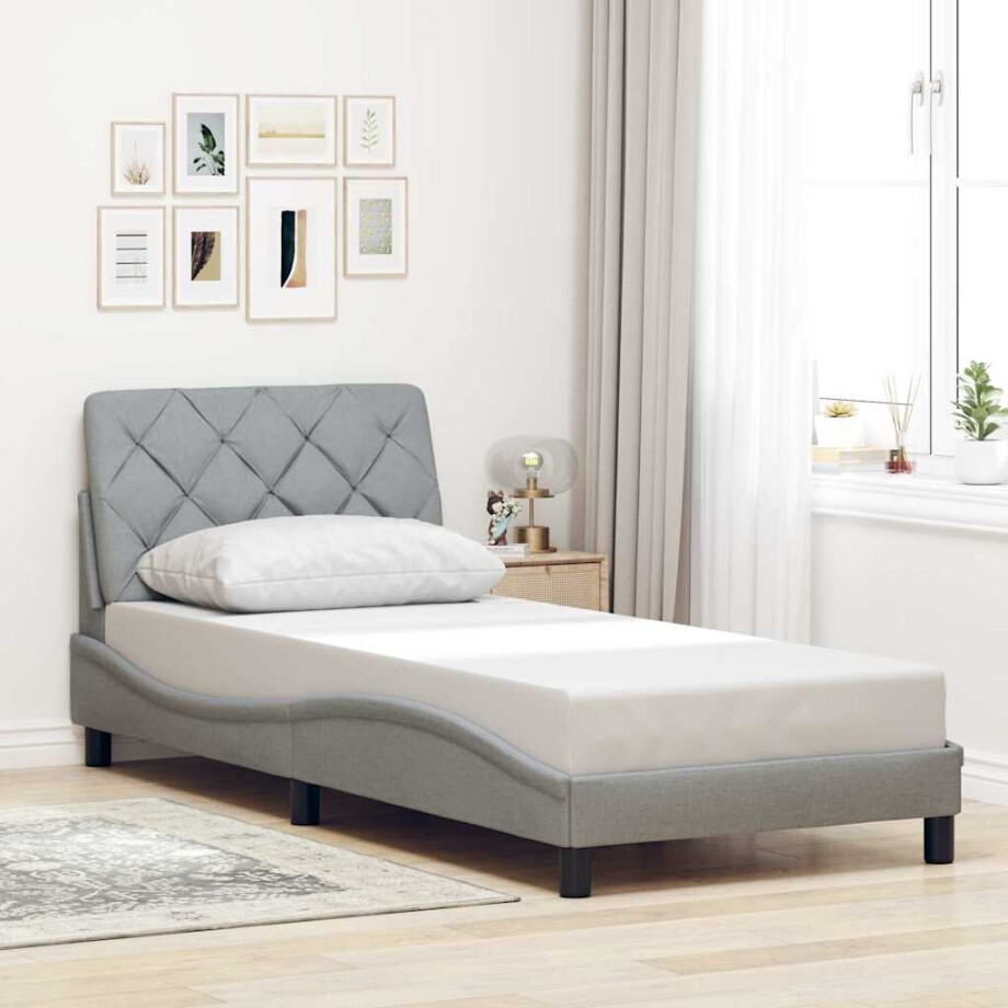 vidaXL Bedframe zonder matras 90x200 cm stof lichtgrijs vidaXL Bedframe zonder matras 90x200 cm stof lichtgrijs afbeelding 1
