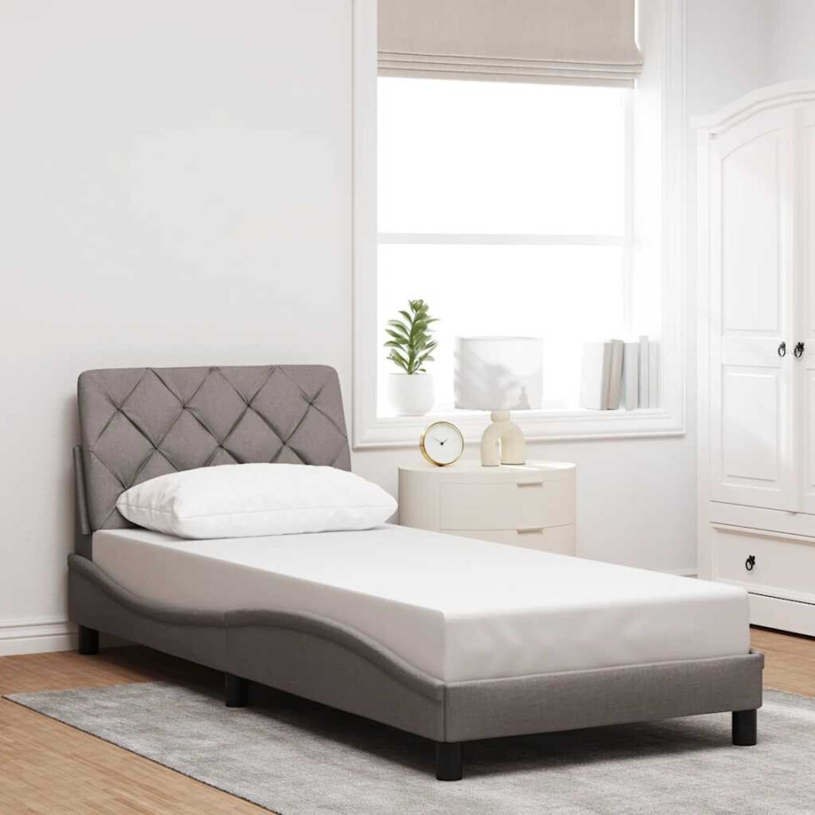 vidaXL Bedframe zonder matras 90x200 cm stof taupe vidaXL Bedframe zonder matras 90x200 cm stof taupe afbeelding 1