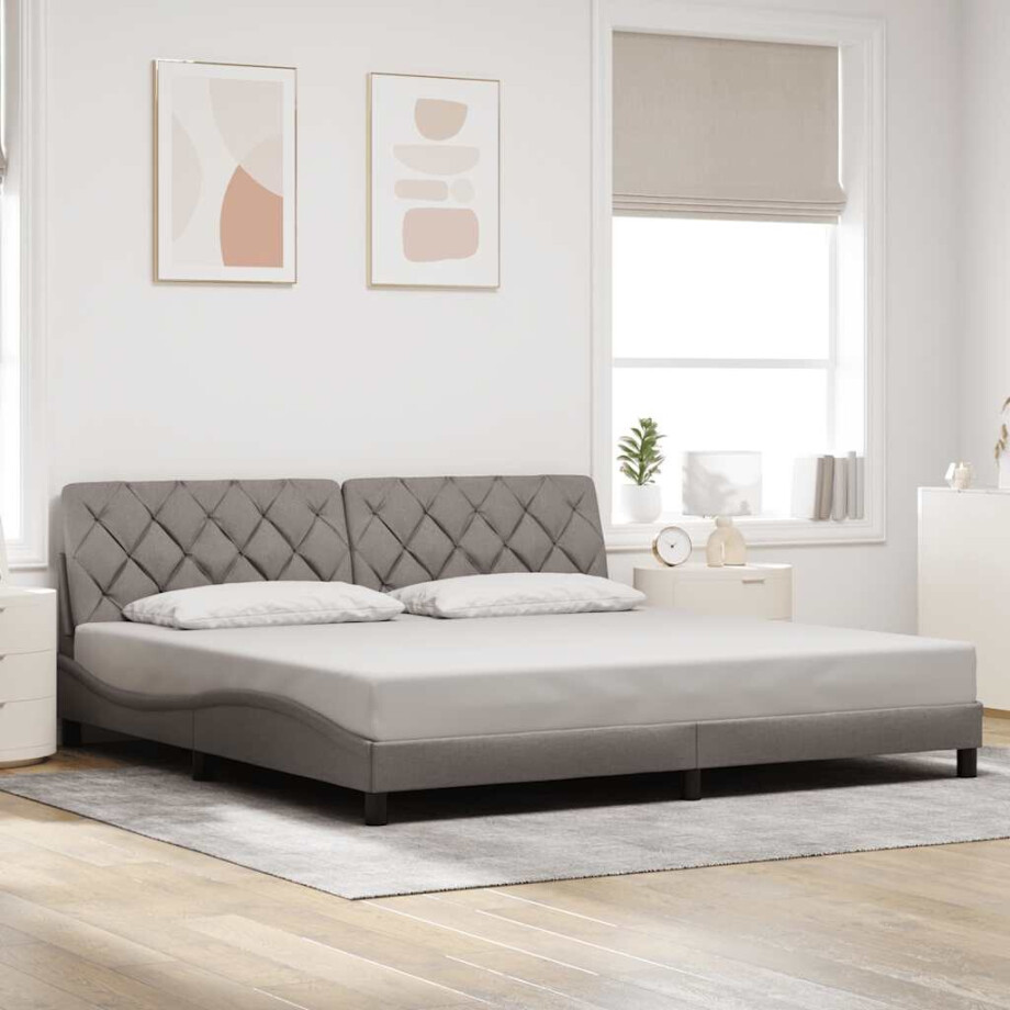 vidaXL Bedframe zonder matras stof taupe 200x200 cm afbeelding 1