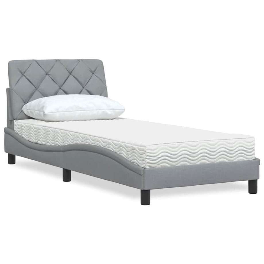 vidaXL Bed met matras stof lichtgrijs 80x200 cm afbeelding 1