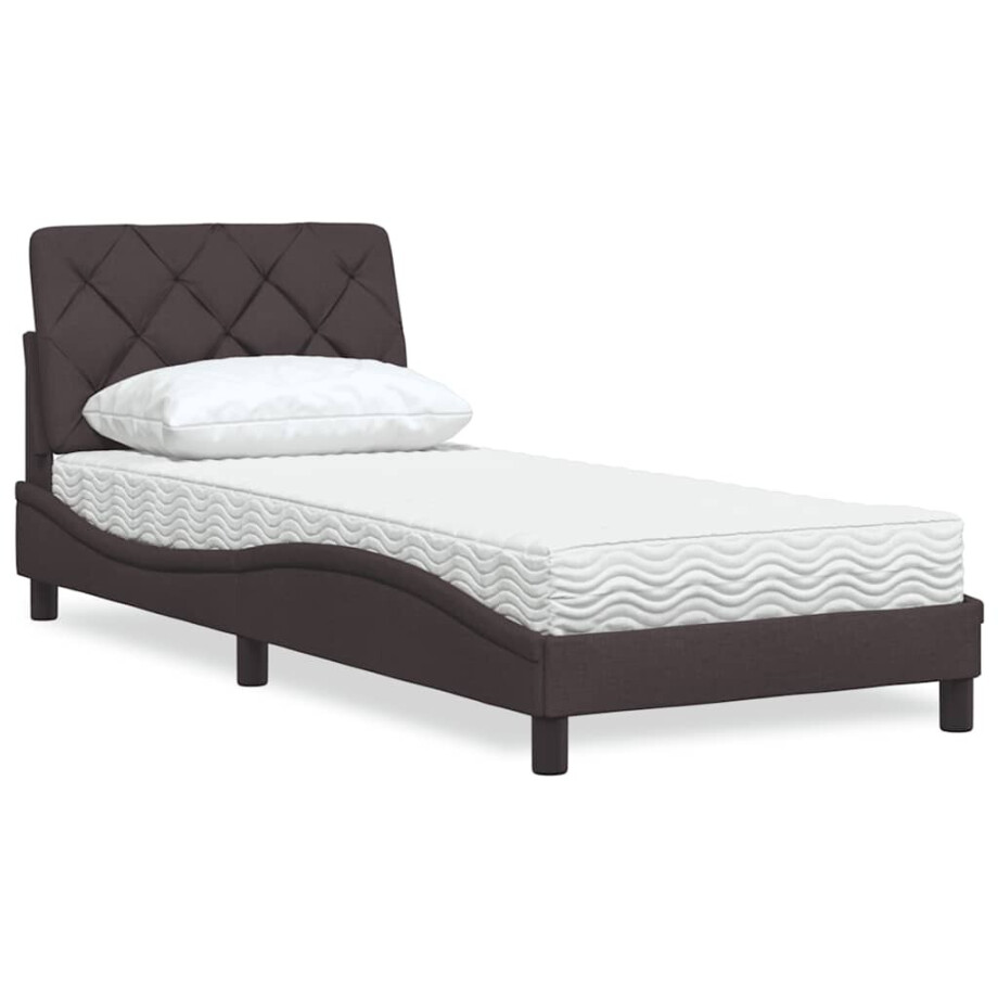 vidaXL Bed met matras stof donkerbruin 80x200 cm afbeelding 1