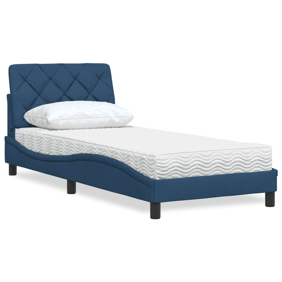vidaXL Bed met matras stof blauw 80x200 cm afbeelding 1