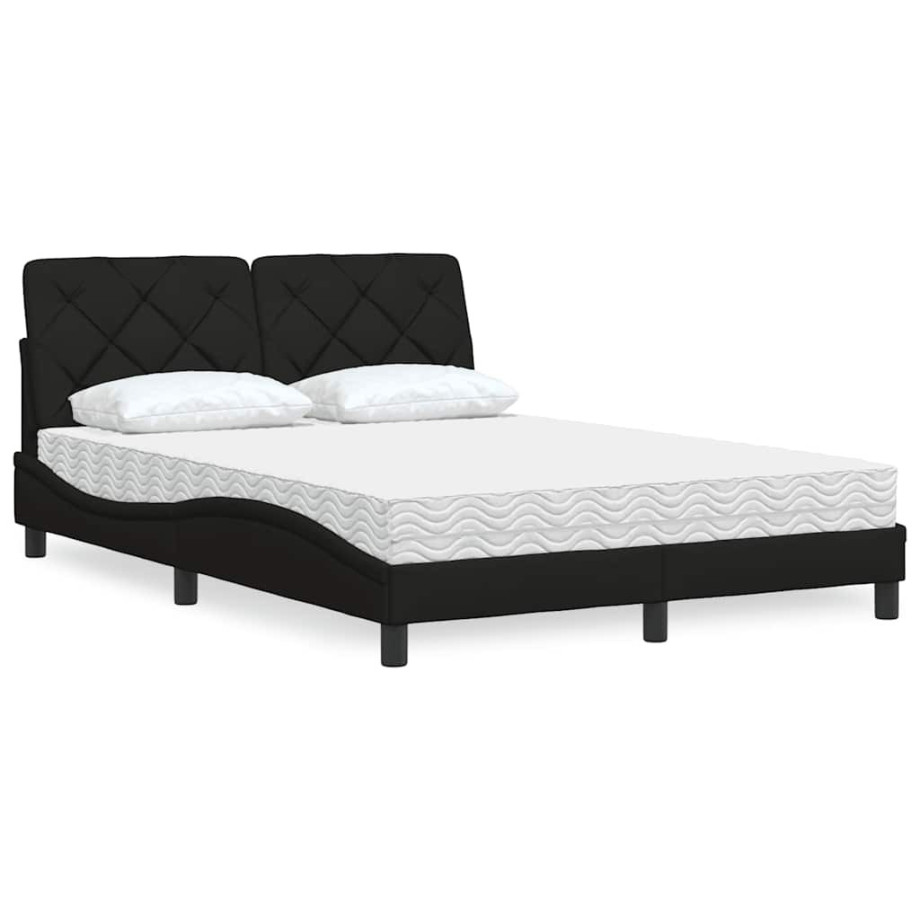 vidaXL Bed met matras stof zwart 120x200 cm vidaXL Bed met matras stof zwart 120x200 cm afbeelding 1