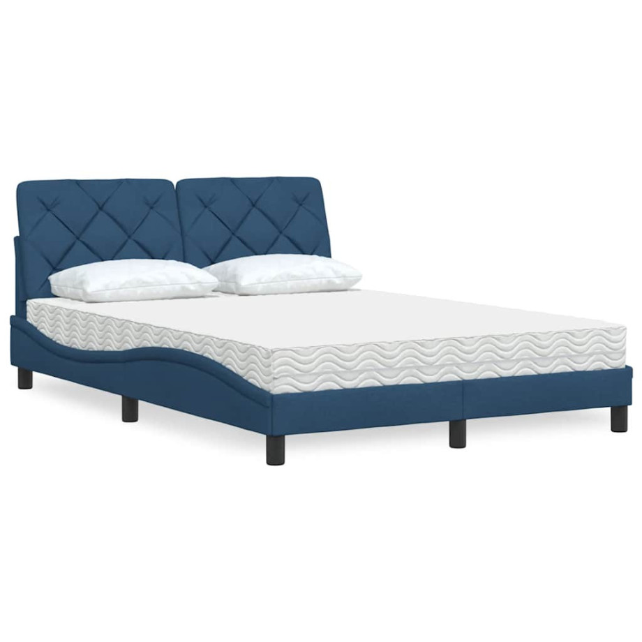 vidaXL Bed met matras stof blauw 140x190 cm afbeelding 1