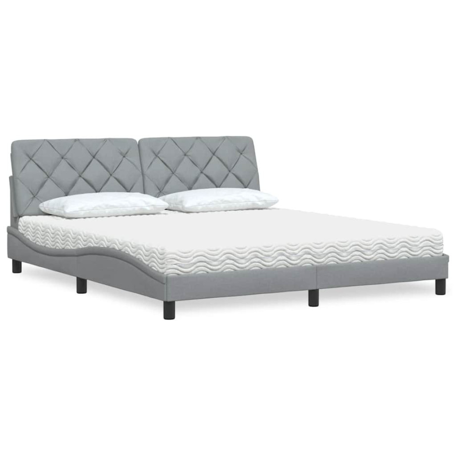 vidaXL Bed met matras stof lichtgrijs 180x200 cm vidaXL Bed met matras stof lichtgrijs 180x200 cm afbeelding 1