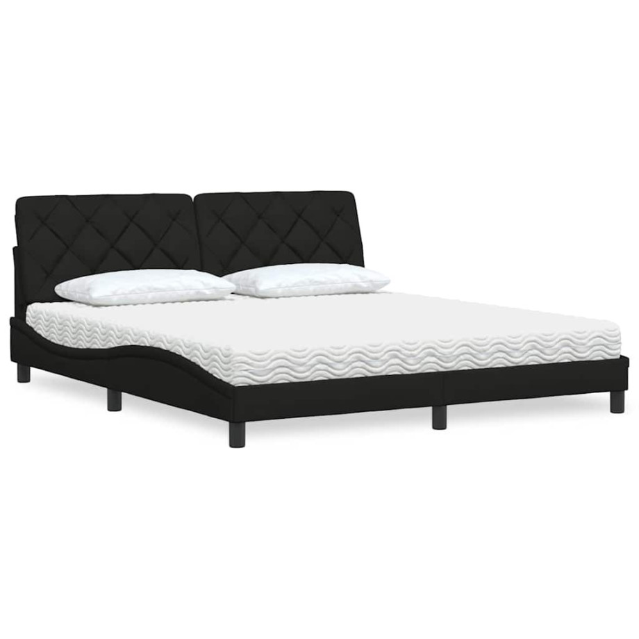 vidaXL Bed met matras stof zwart 180x200 cm vidaXL Bed met matras stof zwart 180x200 cm afbeelding 1