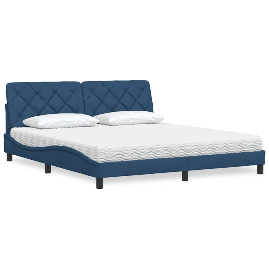 vidaXL Bed met matras stof blauw 180x200 cm afbeelding 1
