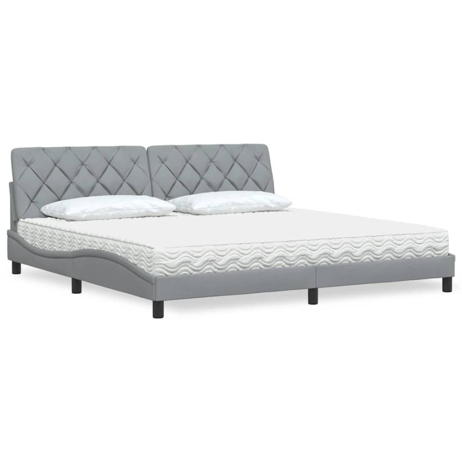 vidaXL Bed met matras stof lichtgrijs 200x200 cm afbeelding 1