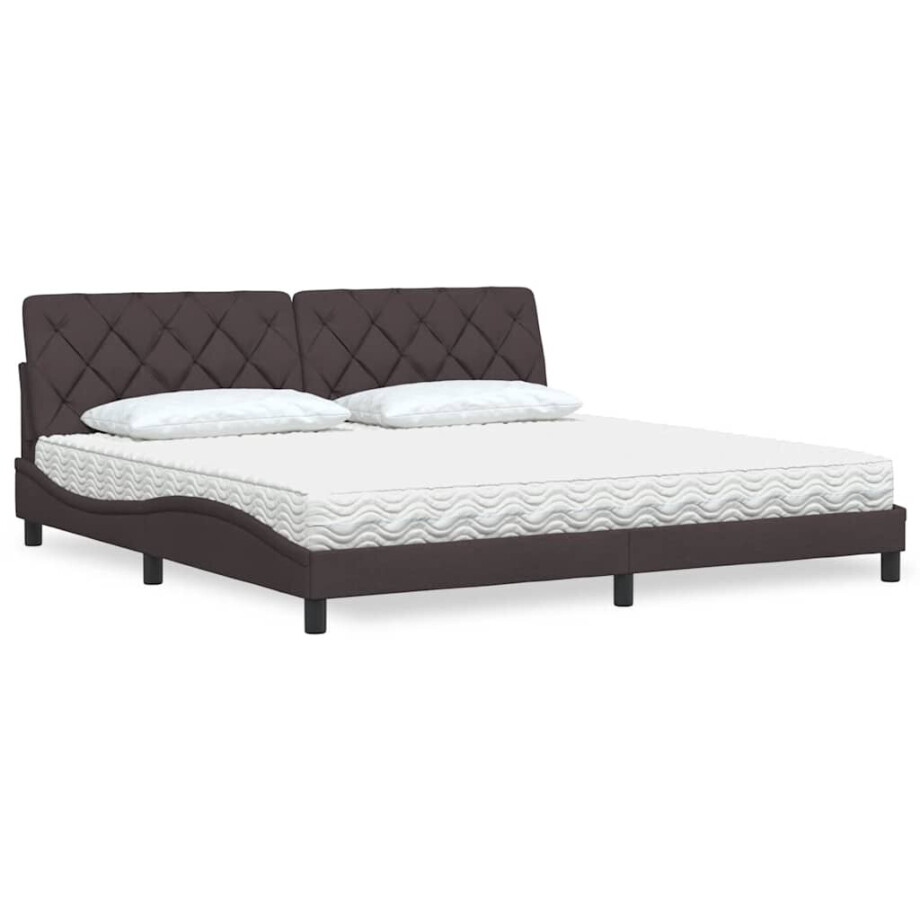 vidaXL Bed met matras stof donkerbruin 200x200 cm afbeelding 1