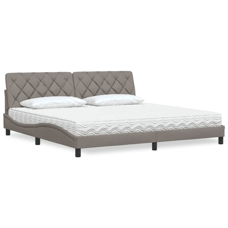 vidaXL Bed met matras stof taupe 200x200 cm afbeelding 1