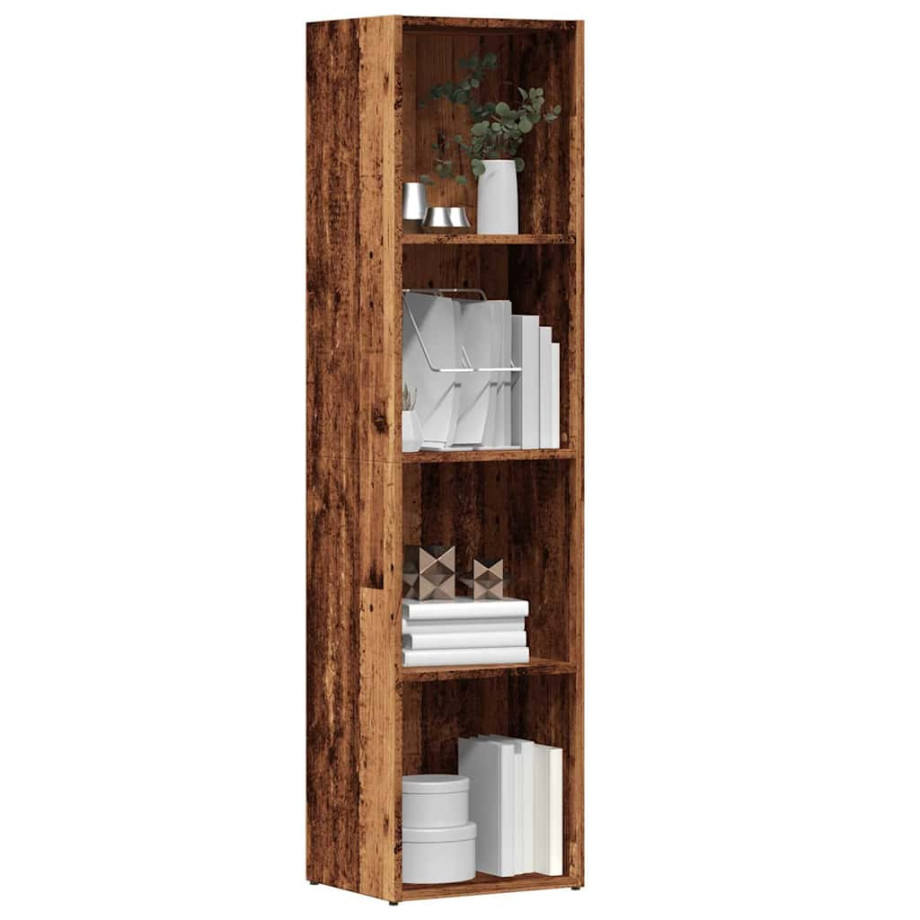 vidaXL Boekenkast oud houten 36x30x143 cm bewerkt hout afbeelding 1