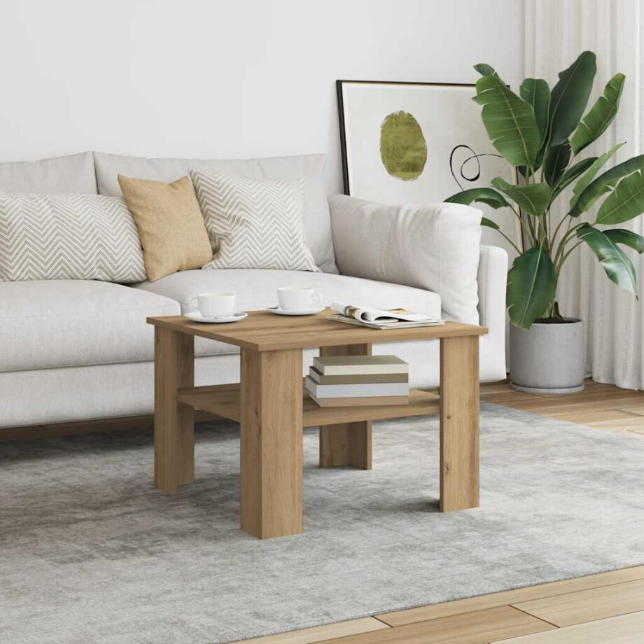 vidaXL Salontafel 60x60x42 cm bewerkt hout artisanaal eikenkleur afbeelding 1
