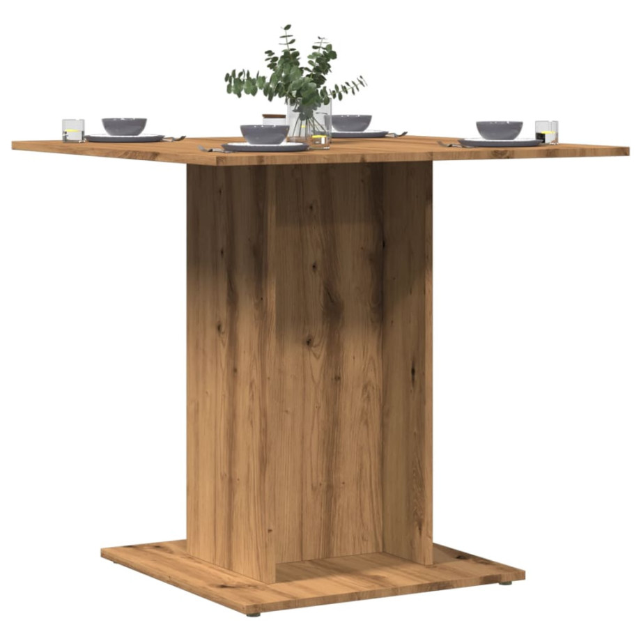vidaXL Eettafel 80x80x75 cm bewerkt hout artisanaal eikenkleurig afbeelding 1