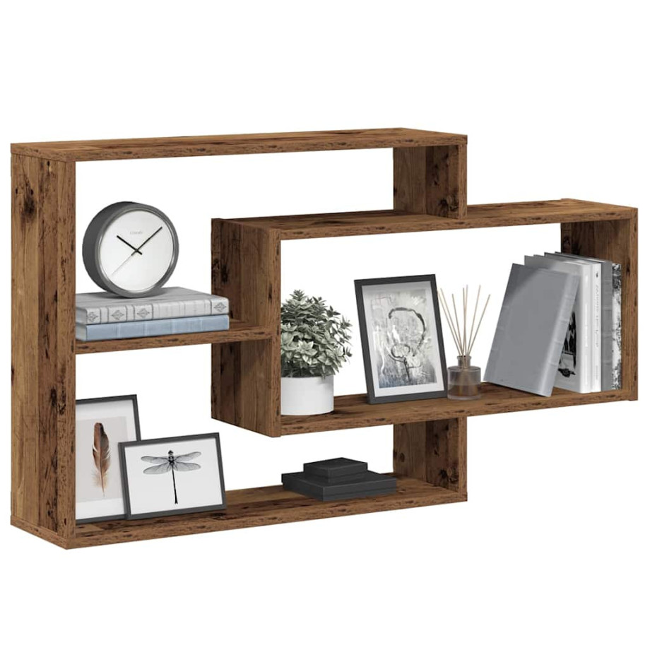 vidaXL Wandschap 104x20x58,5 cm bewerkt hout oud houtkleurig afbeelding 1
