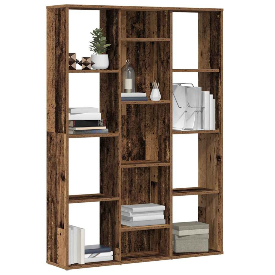 vidaXL Kamerscherm/boekenkast 100x24x140 cm bewerkt hout oud hout afbeelding 1