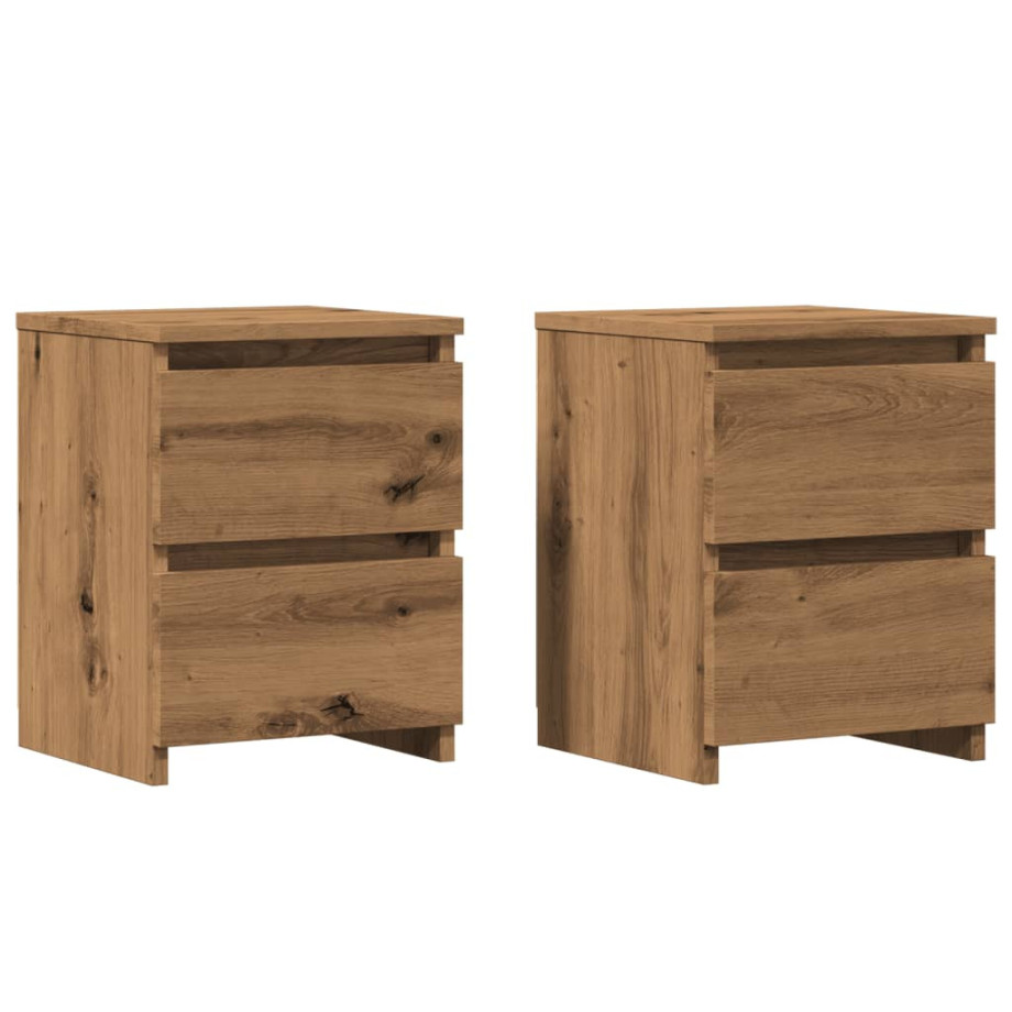vidaXL Nachtkastjes 2 st 30x30x40cm bewerkt hout artisanaal eikenkleur afbeelding 1