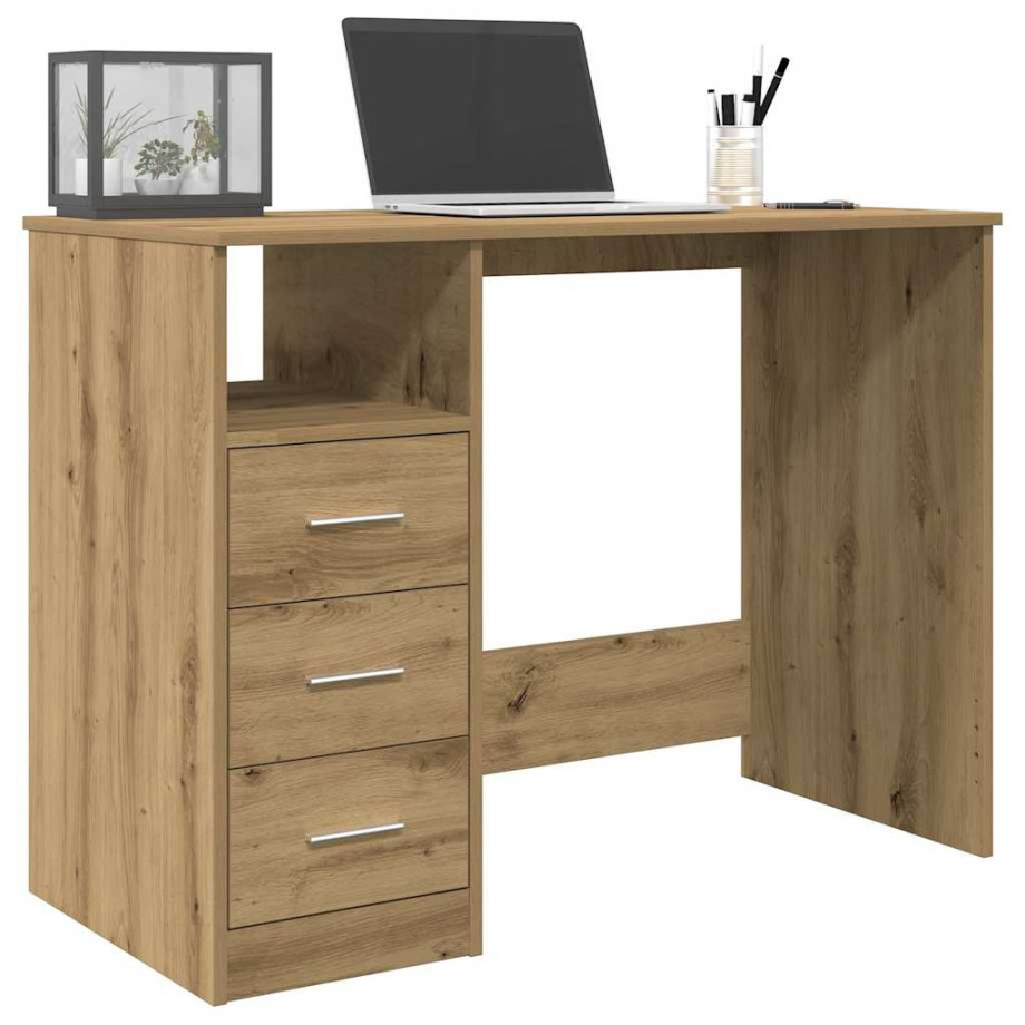 vidaXL Bureau 102x76x50 cm bewerkt hout artisanaal eikenkleur afbeelding 1