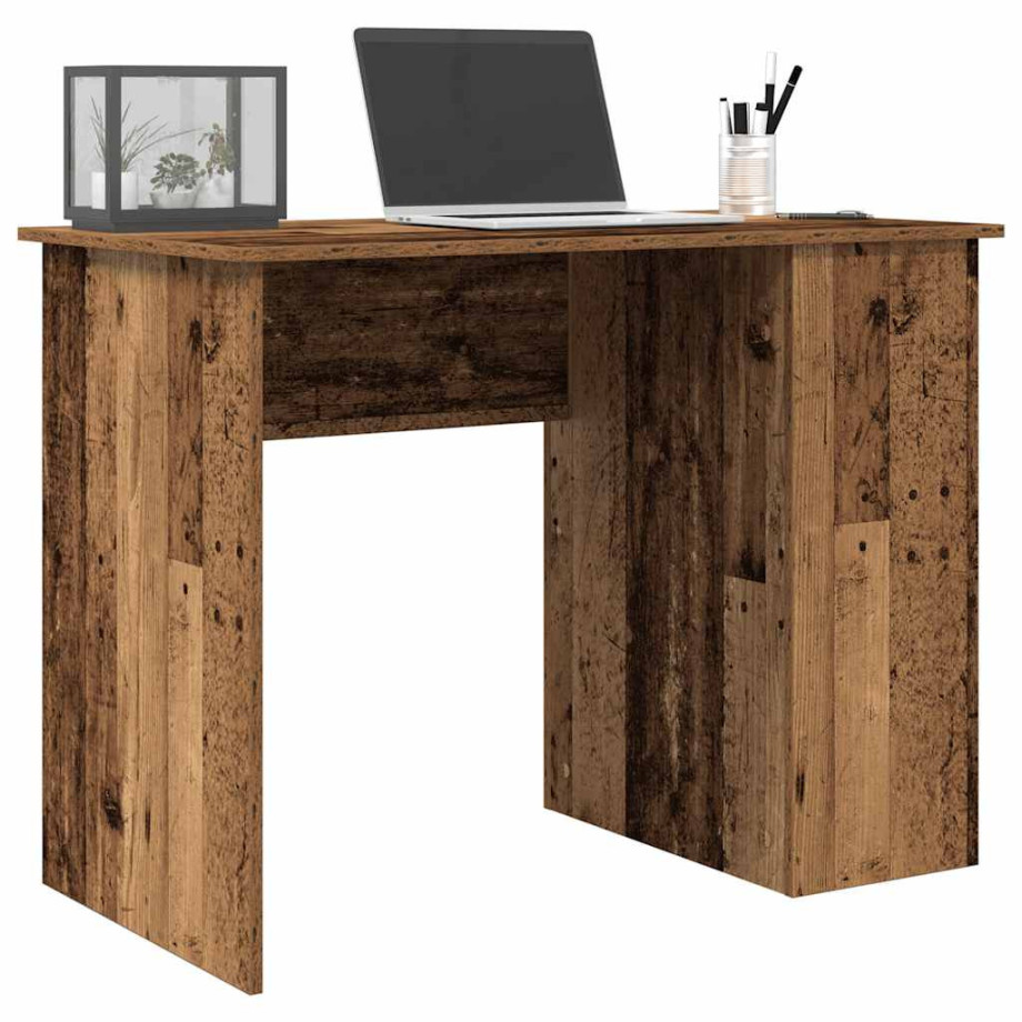 vidaXL Bureau 100x55x75 cm bewerkt hout oud houtkleurig afbeelding 1