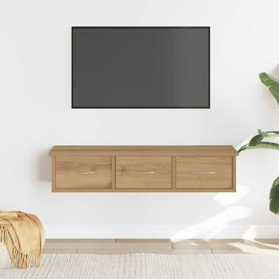 vidaXL Wandkast 88x26x18,5 cm bewerkt hout artisanaal eikenkleur afbeelding 1