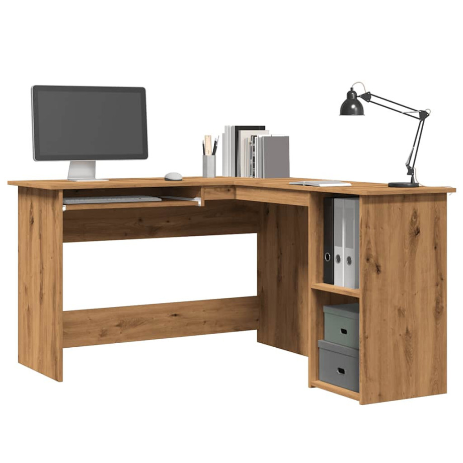 vidaXL Hoekbureau 120x140x75 cm bewerkt hout artisanaal eikenkleur afbeelding 1