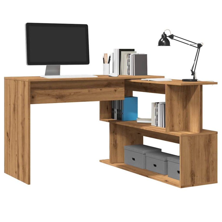 vidaXL Hoekbureau 200,5x50x76 cm bewerkt hout artisanaal eikenkleur afbeelding 1