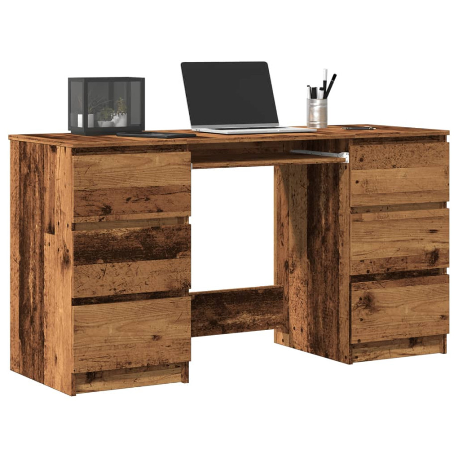 vidaXL Schrijftafel 140x50x77 cm bewerkt hout oud houtkleurig afbeelding 1