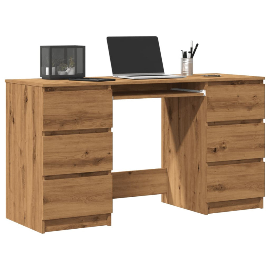 vidaXL Bureau 140x50x77 cm bewerkt hout artisanaal eikenkleur afbeelding 1