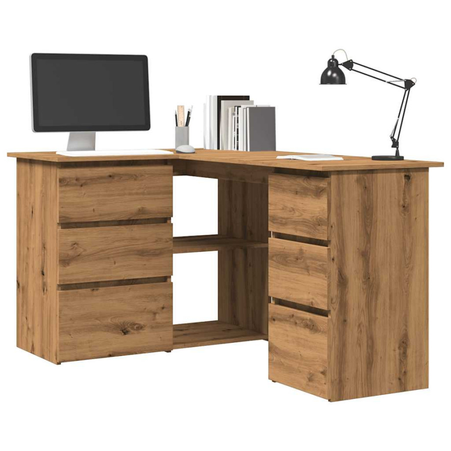 vidaXL Hoekbureau 145x100x76 cm bewerkt hout artisanaal eikenkleur afbeelding 1