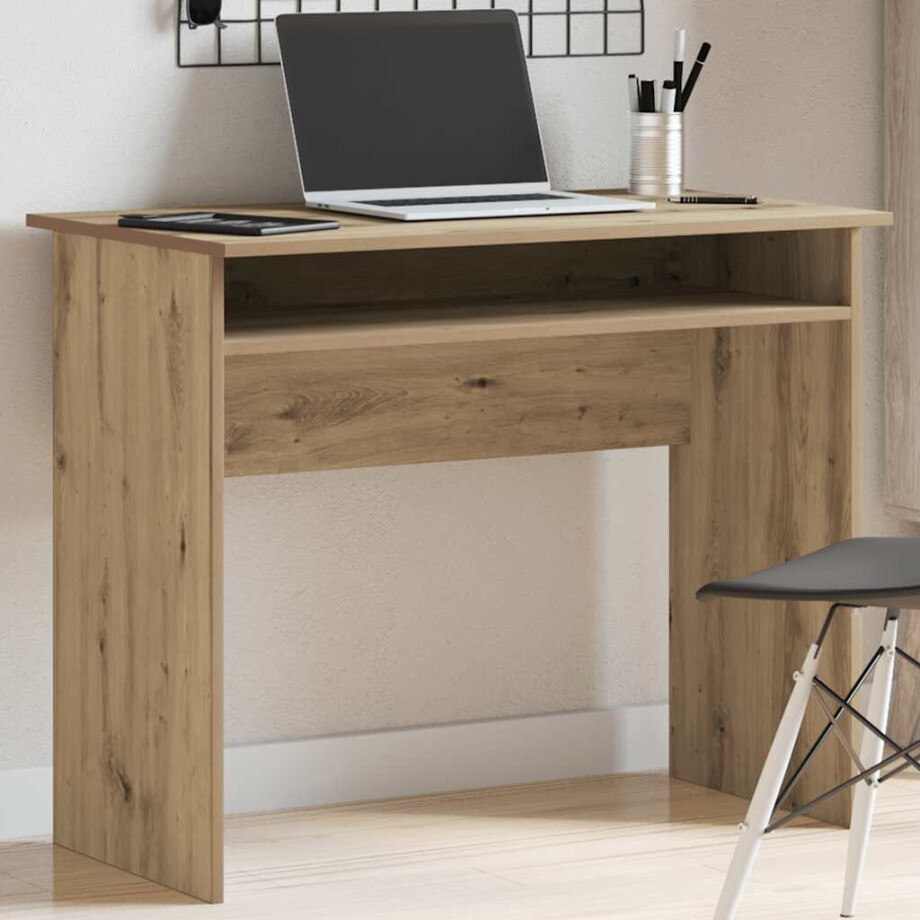 vidaXL Bureau 90x50x74 cm bewerkt hout artisanaal eikenkleur afbeelding 1