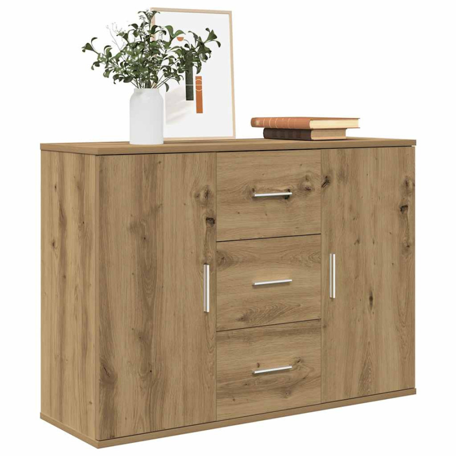 vidaXL Dressoir 90x29,5x65 cm bewerkt hout artisanaal eikenkleur vidaXL Dressoir 90x29,5x65 cm bewerkt hout artisanaal eikenkleur afbeelding 1