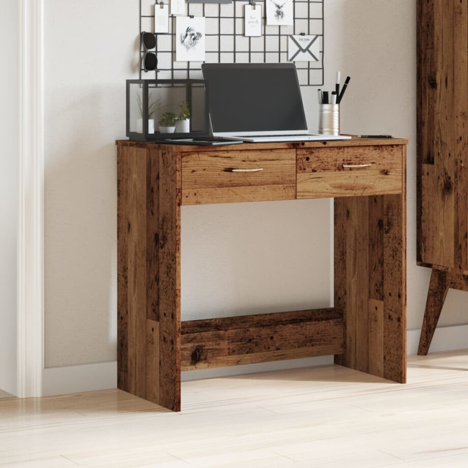 vidaXL Bureau 80x40x75 cm bewerkt hout oud houtkleurig afbeelding 1