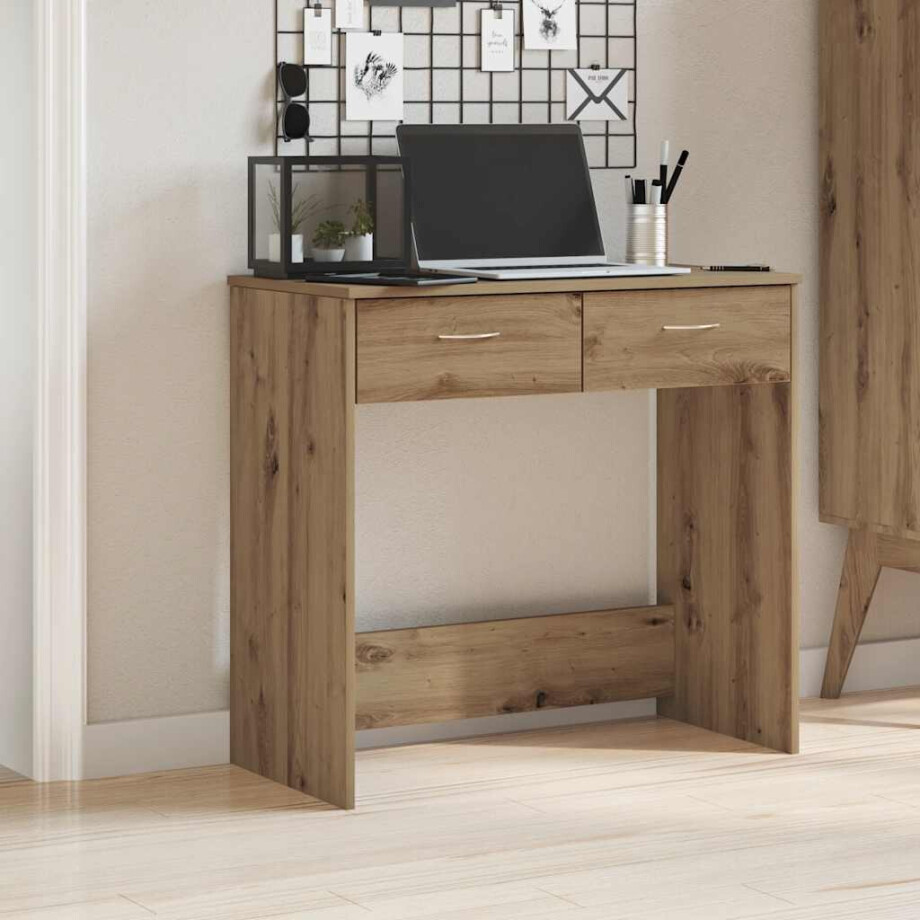 vidaXL Bureau 80x40x75 cm bewerkt hout artisanaal eikenkleurig vidaXL Bureau 80x40x75 cm bewerkt hout artisanaal eikenkleurig afbeelding 1