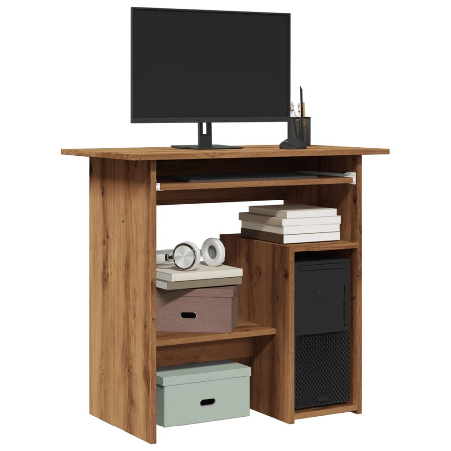 vidaXL Bureau 80x45x74 cm bewerkt hout artisanaal eikenkleur afbeelding 1