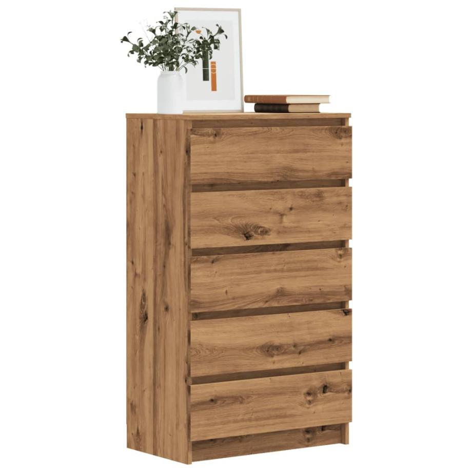 vidaXL Ladekast 60x36x103 cm bewerkt hout artisanaal eikenkleur afbeelding 1