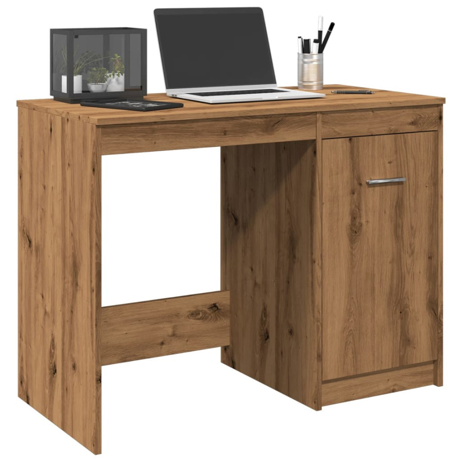 vidaXL Bureau 100x50x76 cm bewerkt hout artisanaal eikenkleur afbeelding 1