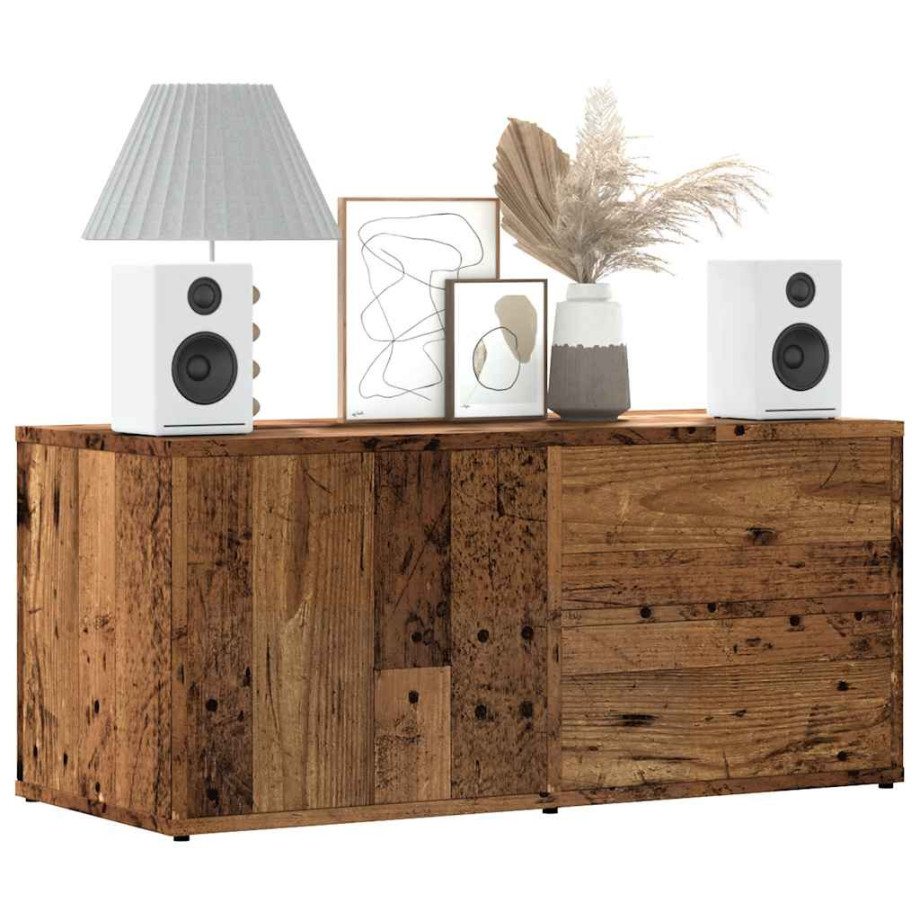 vidaXL Tv-meubel 80x34x35,5 cm bewerkt hout oud houtkleurig vidaXL Tv-meubel 80x34x35,5 cm bewerkt hout oud houtkleurig afbeelding 1