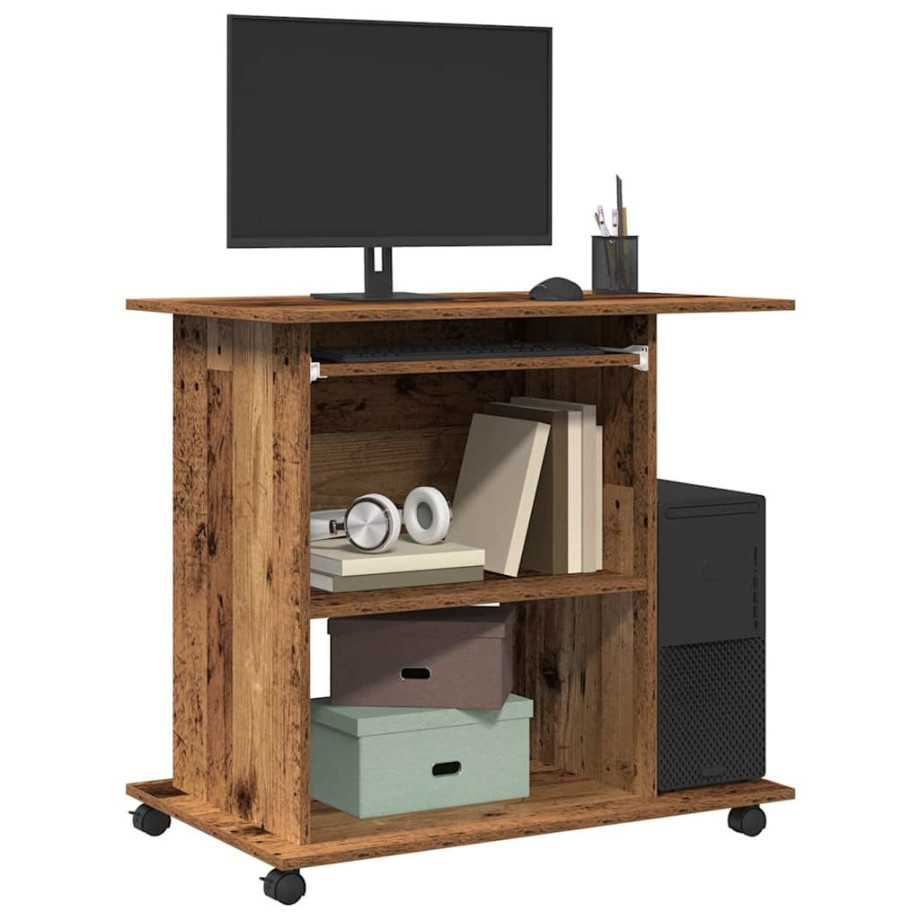 vidaXL Computerbureau 80x50x75 cm bewerkt hout oud houtkleurig vidaXL Computerbureau 80x50x75 cm bewerkt hout oud houtkleurig afbeelding 1