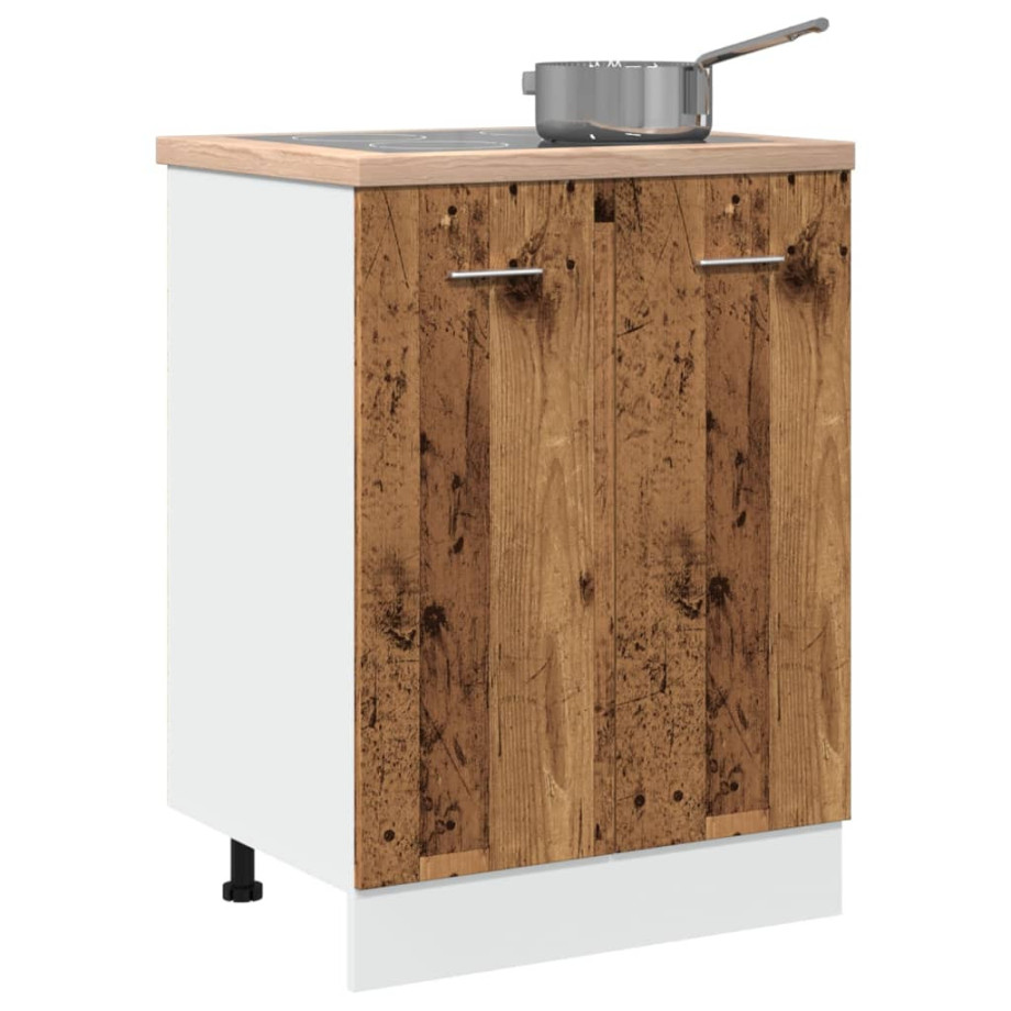 vidaXL Onderkast Lyon 60x46x81,5 cm bewerkt hout oud houtkleurig vidaXL Onderkast Lyon 60x46x81,5 cm bewerkt hout oud houtkleurig afbeelding 1