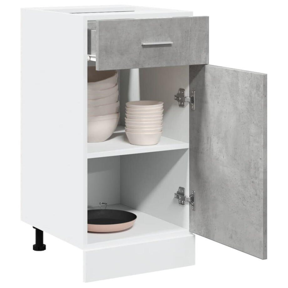 vidaXL Onderkast met lade Lyon 40x46x81,5 cm bewerkt hout betongrijs vidaXL Onderkast met lade Lyon 40x46x81,5 cm bewerkt hout betongrijs afbeelding 1