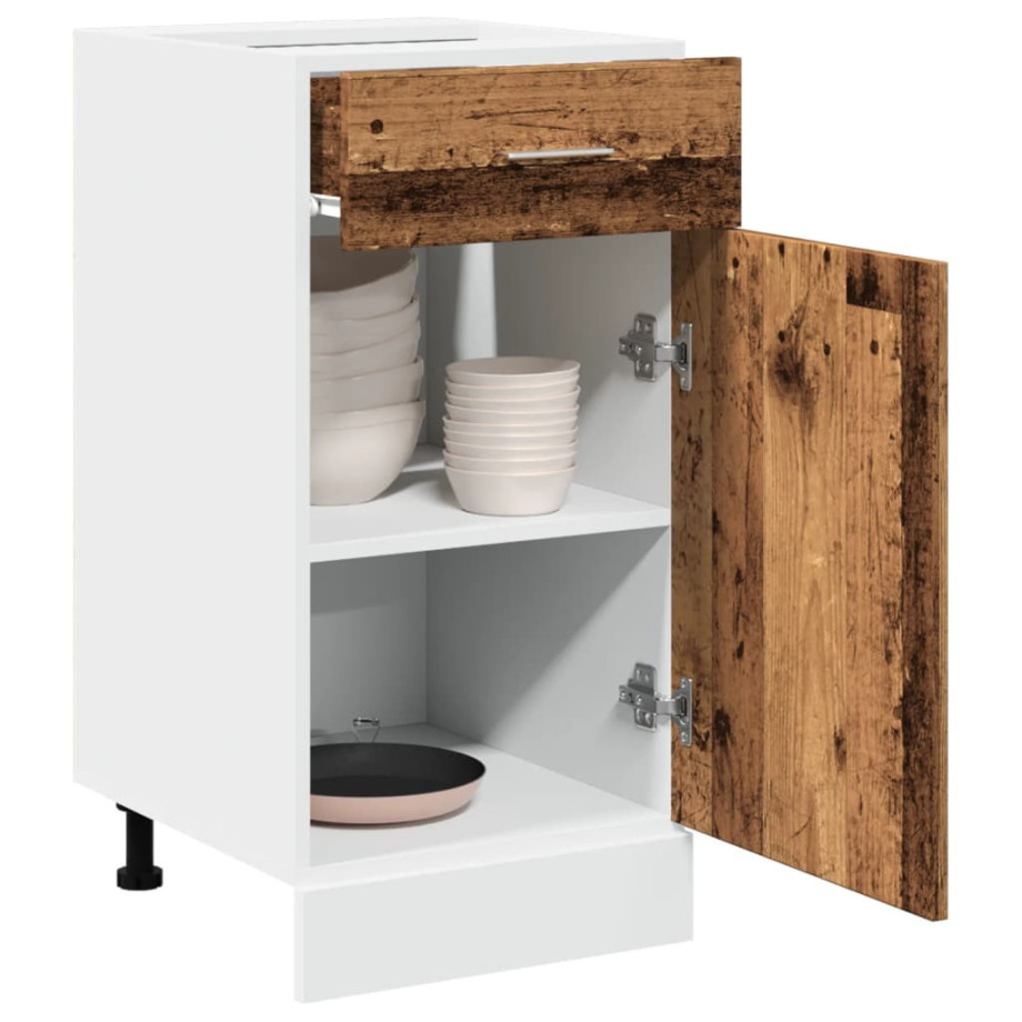vidaXL Onderkast met lade Lyon 40x46x81,5 cm bewerkt hout oud houtkleurig afbeelding 1