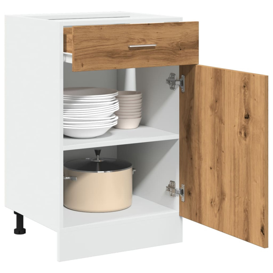 vidaXL Onderkast met lade Lyon 50x46x81,5 cm bewerkt hout artisanaal eiken afbeelding 1