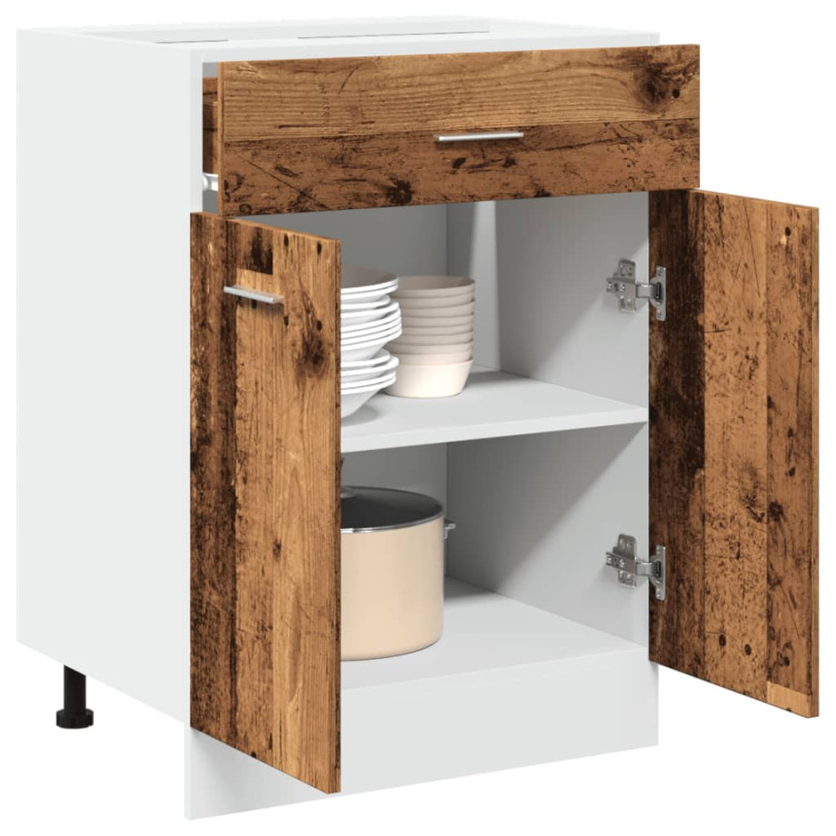 vidaXL Onderkast met lade Lyon 60x46x81,5 cm bewerkt hout oud houtkleurig afbeelding 1