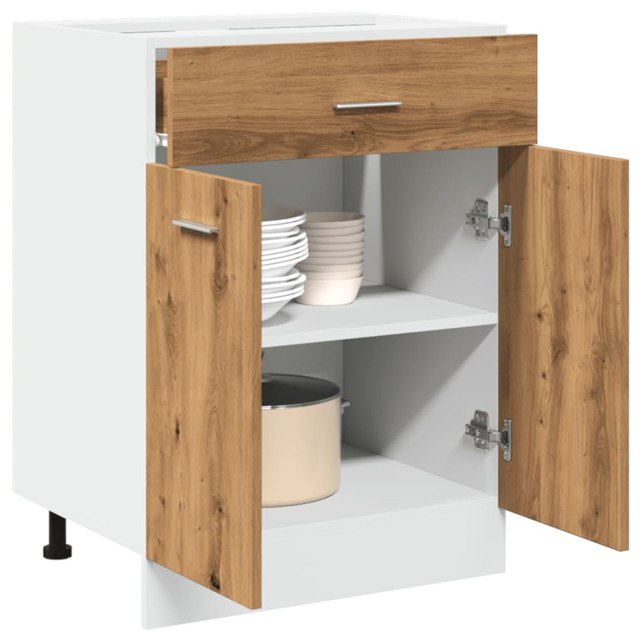 vidaXL Onderkast met lade Lyon 60x46x81,5 cm bewerkt hout artisanaal eiken afbeelding 1
